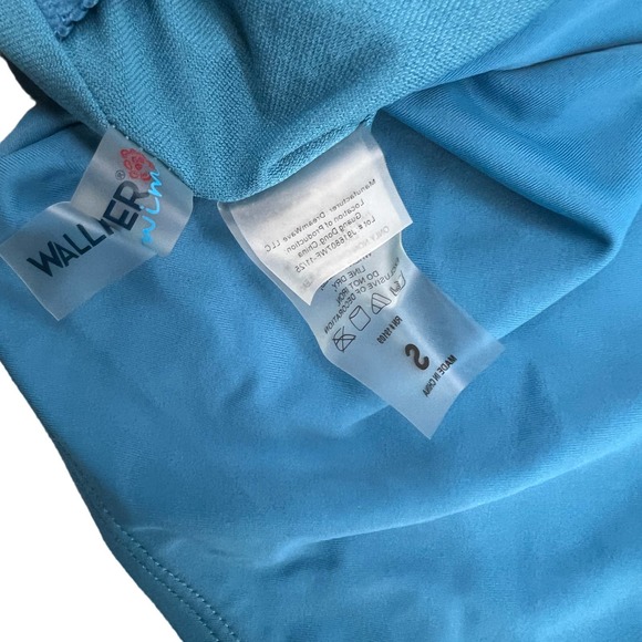 Wallflower Emily Embroidered Flower One-Piece Halter Swimsuit - Blue-Women Small - Picture 8 of 8